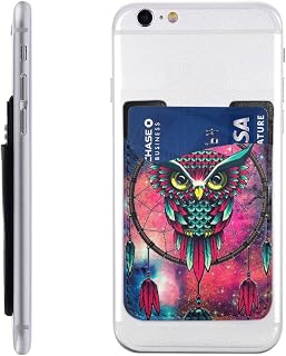 Owl Print Leather Mobile Phone Card Package Card Case Cell Phone Card Pocket Compatible with Most Smartphones