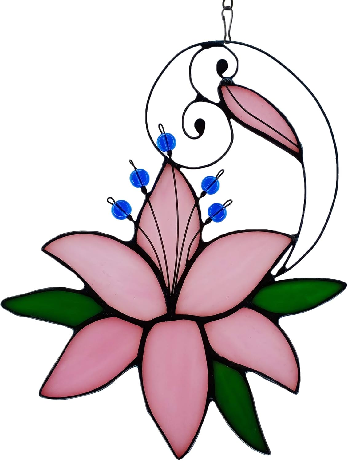 Orange Tiger Lily Flower Gift for Her Women, Love Gift Stained Glass Window Hanging Floral Suncatcher for Mother's Day Birthday, Valentine Day Gifts for Women Girlfriend