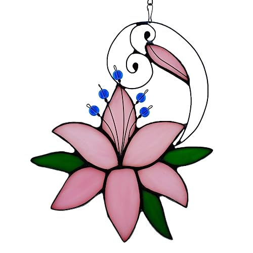 Lily Flower Stained Glass Suncathcer for Window Gift for Women