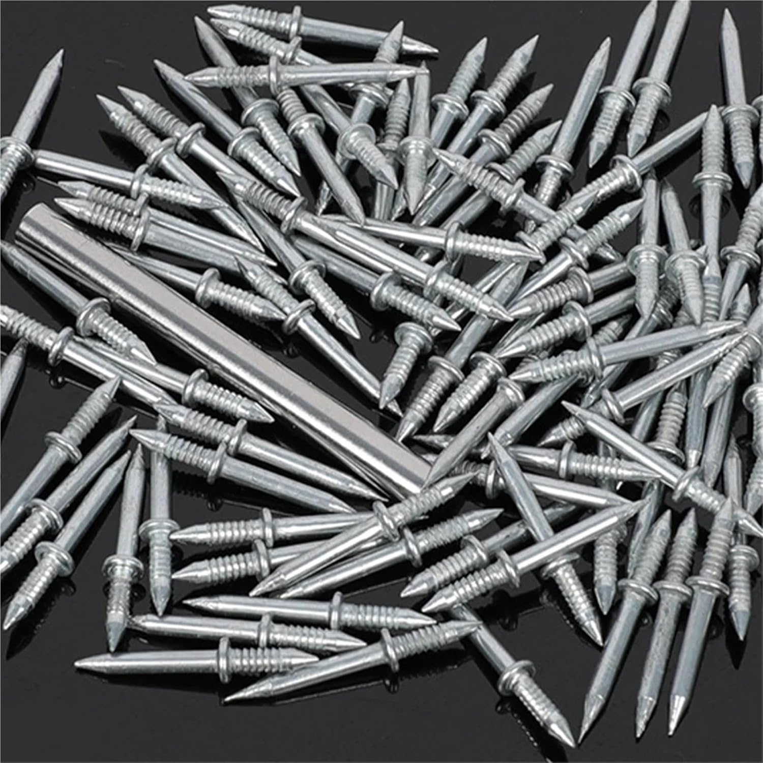 Double Sided Nails 300/400/500Pcs Double-Head Seamless Thread Nail Anti-Rust Non-Marking Nails For Solid Wood Skirting Boards For Solid Wood Trim(301pcs)