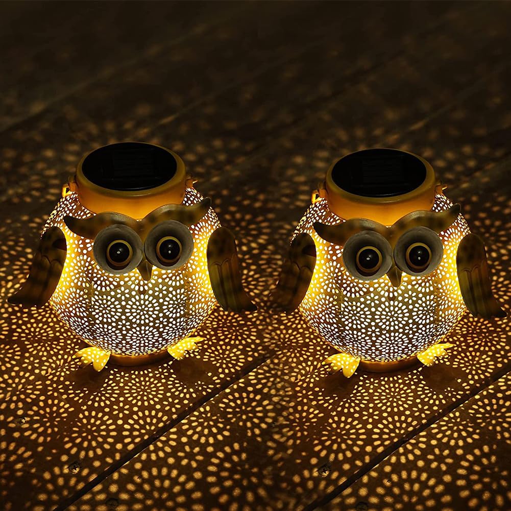 Cymwer Hanging Solar Light - Iron Solar Hanging Owl Light, Garden Decoration Yard Decoration Outdoor Patio Decoration Owl LED Light