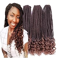Vista 12 de Extensiones de cabello sintético trenzado senegalés con extremos rizados de 18 pulgadas, trenzas de ganchillo preenrolladas, paquete de 3
