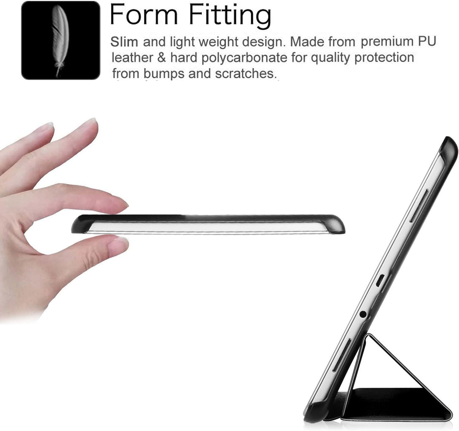 Fintie Slim Shell Case for Samsung Galaxy Tab A 9.7 - Ultra Lightweight Protective Stand Cover with Auto Sleep/Wake Feature for Tab A 9.7-Inch Tablet SM-T550, SM-P550 (with S Pen Version), Black