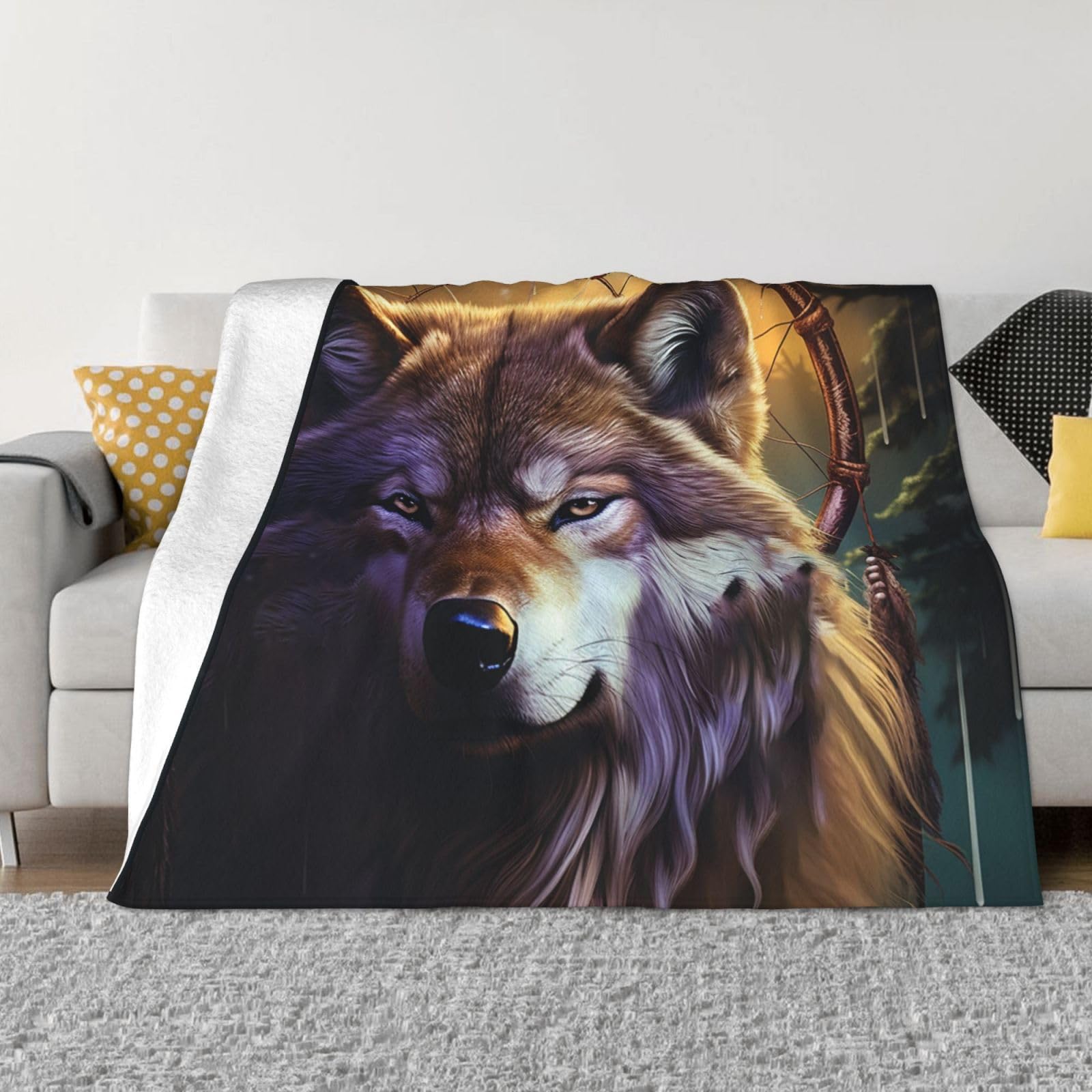 Jeté de canapé en flanelle loups pour vos soirées cocooning et voyages