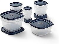 Rubbermaid EasyFind Lids Food Storage Containers 26-Piece Set with Vented Lids, Blue - BPA-Free, Microwave & Dishwasher Safe