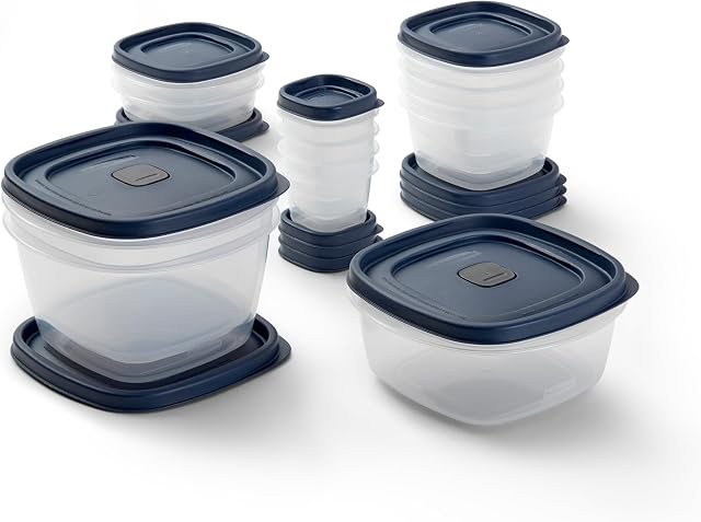 Rubbermaid Facile à trouver des contenants de stockage alimentaire Lids® avec des lids ventilés, 26 Ensemble de pièces, bleu