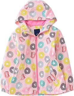 Girls Hooded Fleece Lined Active Jacket Windproof Cinched Waist Windbreaker