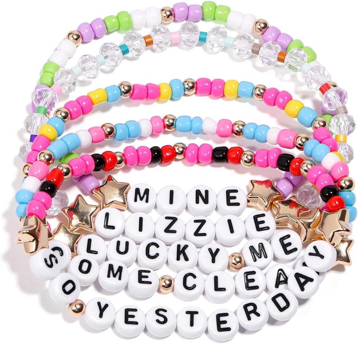 AICase for Hilary Duff Concert Outfit Merch Gifts Inspired Bracelets 5 Pcs | Stackable Stretch Beaded Friendship Bracelets Hilary Duff Shirt Vinyl Poster Sticker Merchandise Gifts for Fans Birthday