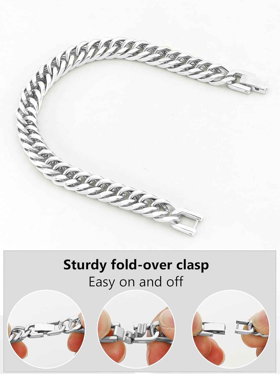 8/12/17mm Wide Cuban Link Bracelet for Men Father Gift 18K Gold/Black Plated Stainless Steel Bracelets 7.4-9 Inches(Gift Wrapped) - Image 6