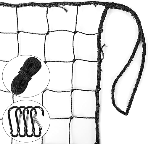 Redes de protección de béisbol y sóftbol, redes deportivas resistentes, barrera de red deportiva con cuerda de 33 pies y llaveros, red de béisbol de