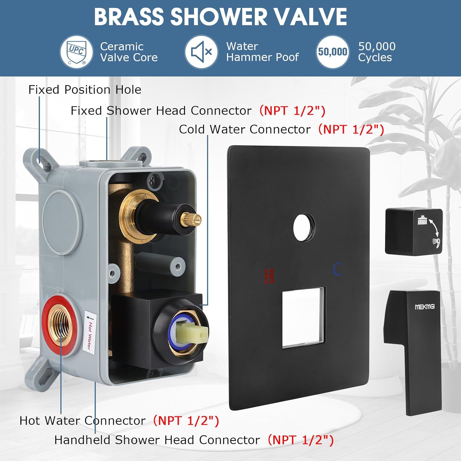 Shower System, Shower Faucet Set Complete 10 inch Shower Heads with Handheld Spray Combo, High Pressure Wall Mounted Rainfall Shower Head with Valve