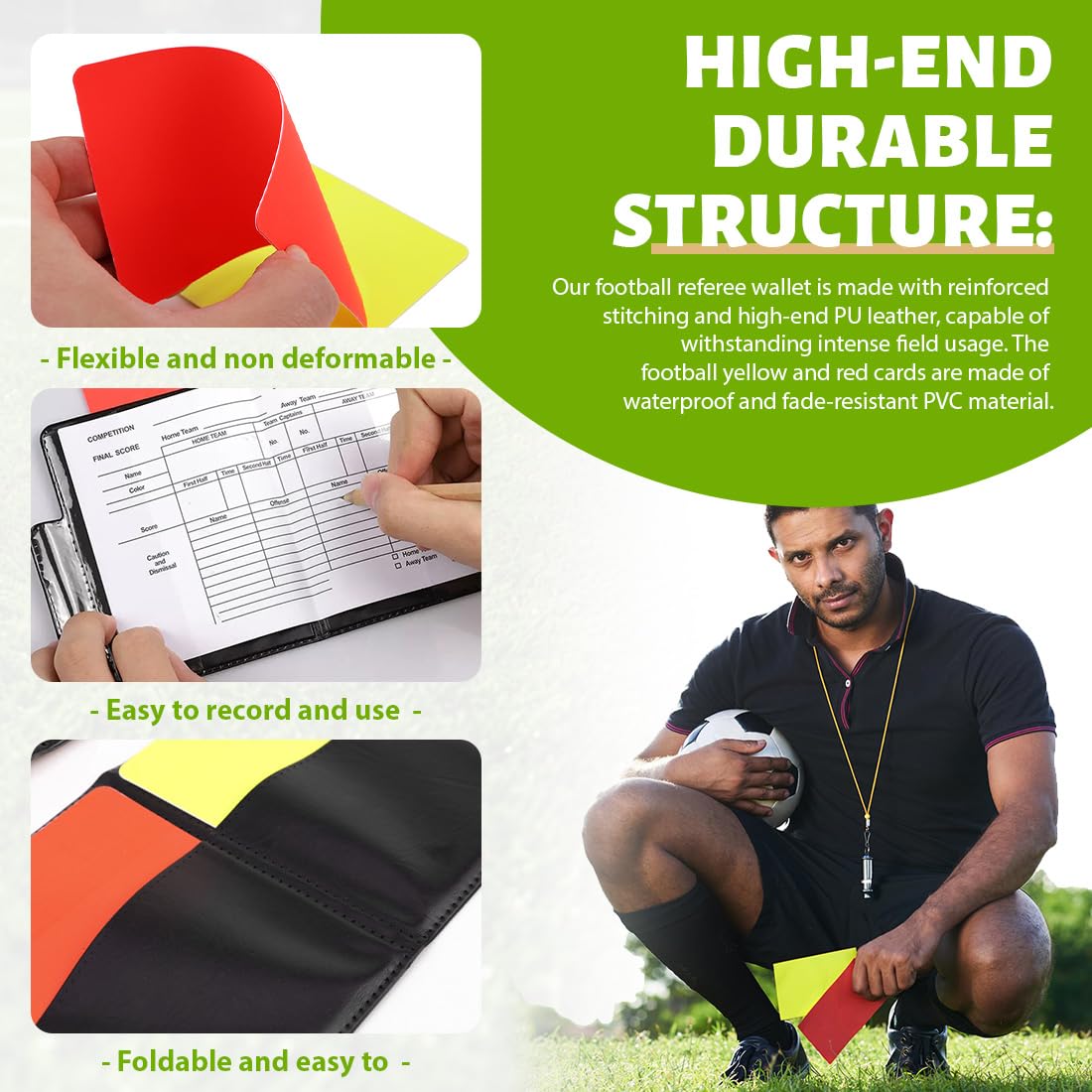 2 Piezas Juego de Tarjetas de Árbitro Deportivo de Fútbol 10 Tarjeta Roja Tarjeta Amarilla Con Accesorios para Bolígrafo y Estuche Libros de Puntuación Juegos de Fútbol