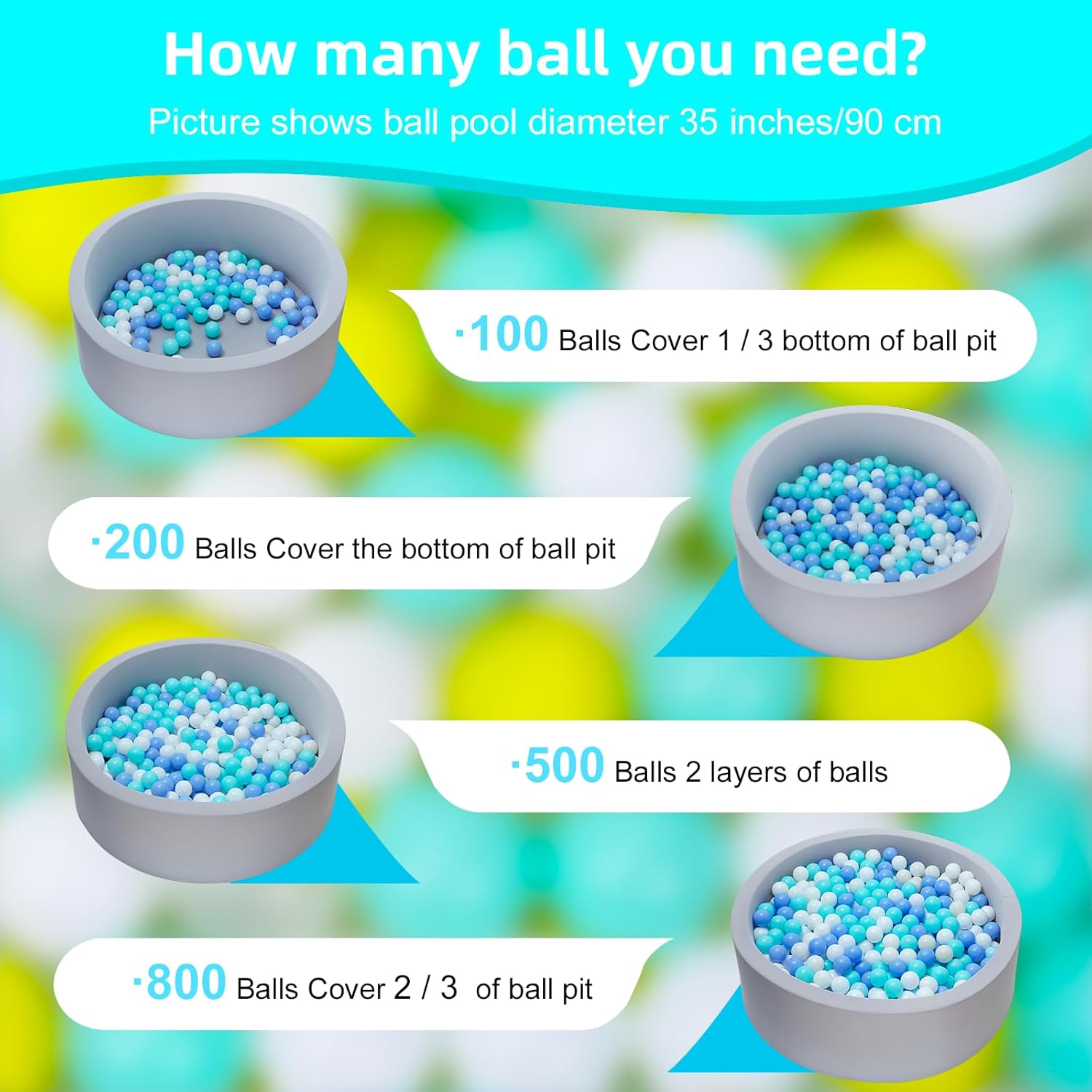 MoonxHome Ball Pit Balls for Toddlers, Plastic Balls for Ball Pit, BPA Free Crush Proof, Kid's Pool Water Toys for Play Tent 2.15"