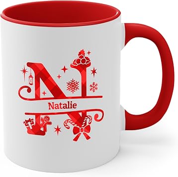 Christmas Decoration Initial Coffee Mug with Name Personalized Mug for Women Men Monogrammed gifts Letter N Coffee Mugs Custom Name Taza Personalizada Letters Initialed Monogram