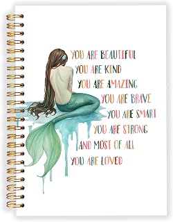 Gungjoeng Mermaid Affirmation Notebook Journal for Women, Affirmation Mental Health Gifts for Women, Mermaid Gifts Hardcover Spiral Notebook for Work Note Taking 5.5x8.3 in