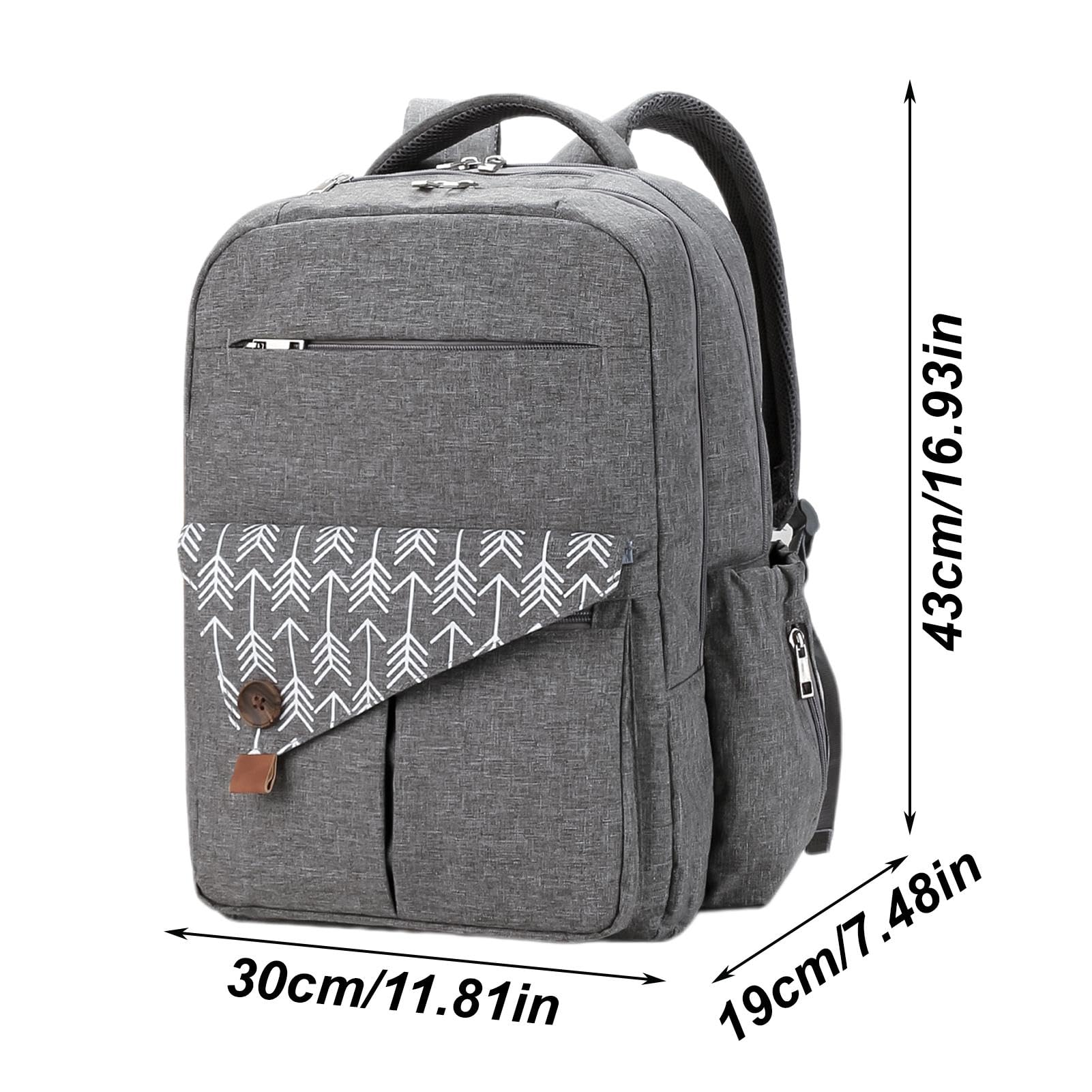 Bolso cambiador para mujer, mochila grande para pañales, mochila de doble capa, bolsa de viaje impermeable de gran capacidad y puerto de carga multifuncional