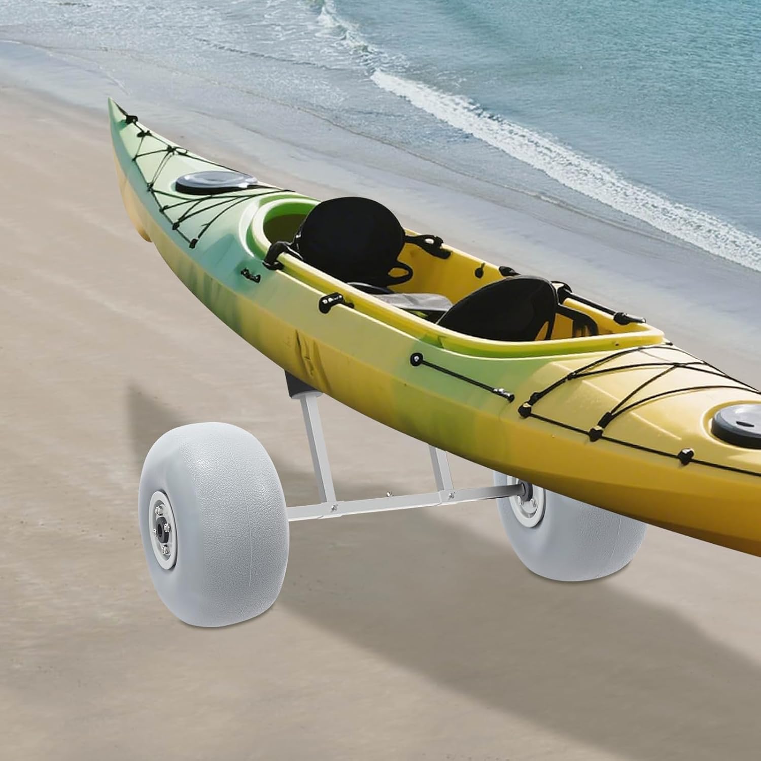 9" Beach Balloon Wheels Replacement Beach Cart Tires with Axle Hole 16mm, Beach Sand Tires for Kayak Canoe Cart and Boat, 2 Pack (9inch-Axle Hole 16mm)