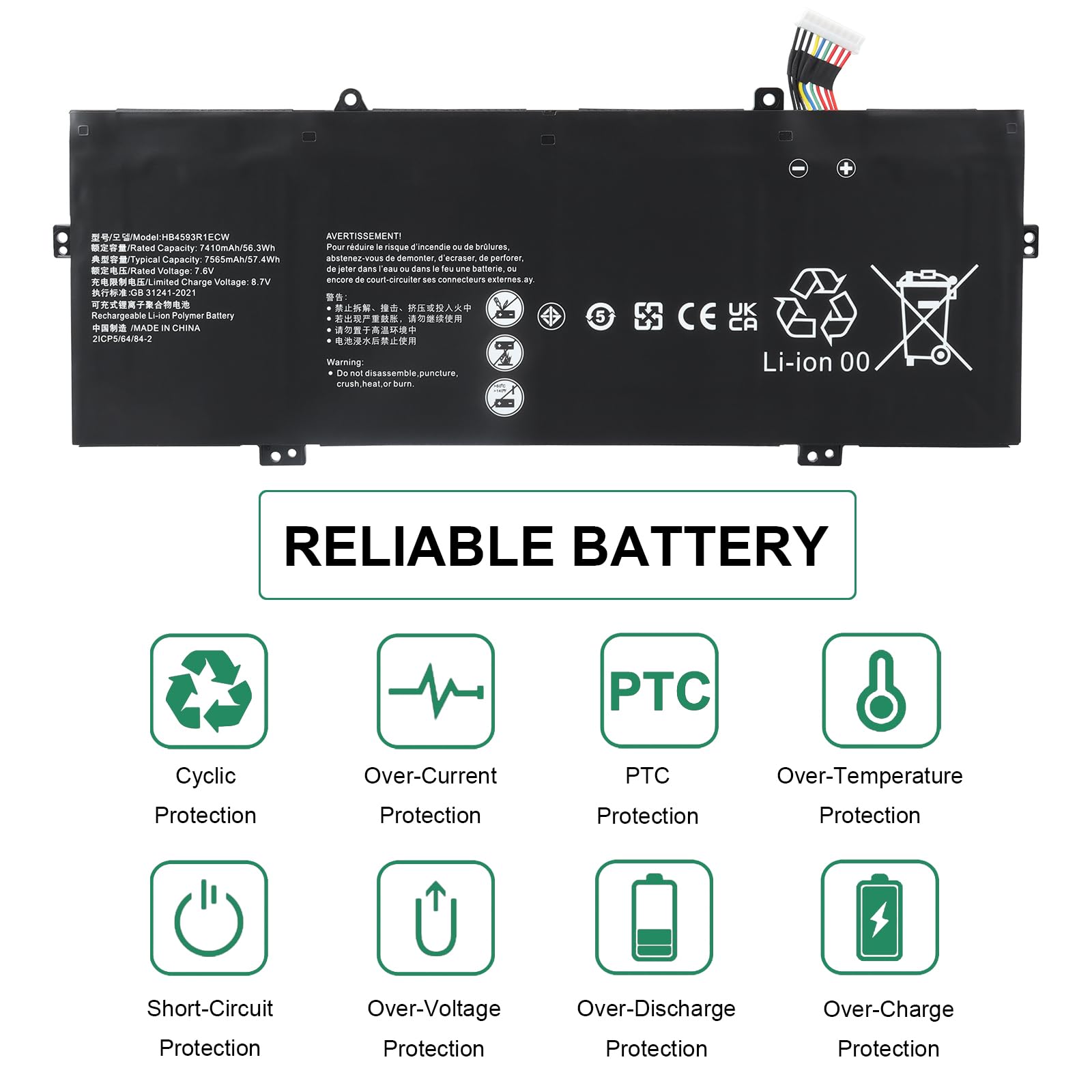HB4593R1ECW Batteria Compatibile con Huawei Matebook X Pro i7 Mach-W29 2019 MACH-W19B MACH-W29C KLV-W19 KPL-W00 VLT-W60/50 Serie, MagicBook i5 8250U i7 8550U R5 2500U Serie