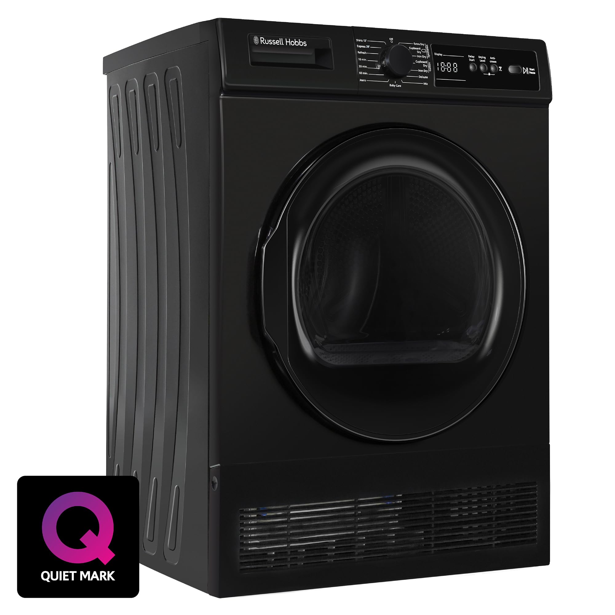 Russell Hobbs Freestanding Condenser Dryer Electric Tumble Dryer 15 Programmes 8kg Capacity 3 Heat Settings LED Display DelayStart Anti-Crease Child Lock Black Clothes Dryer RH8CTD111B — view 11