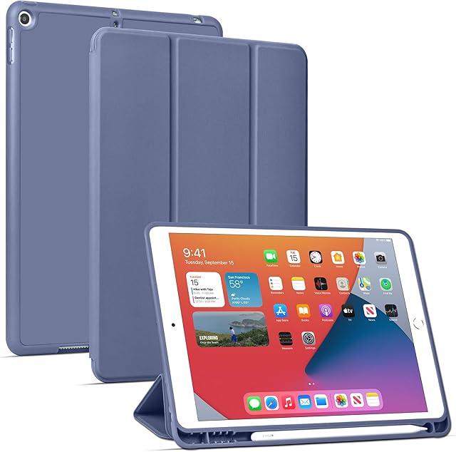 Arae Case for iPad 9th/ 8th/ 7th Generation (2021/ 2020/ 2019) 10.2 inch Auto Wake/ Sleep Feature Standing Cover, Lavender