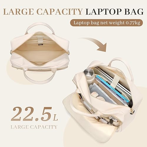 Miniatura 3 de Bolsa para laptop para mujer, bolsa de trabajo de 15.6 pulgadas, impermeable, bolso de hombro para profesor, oficina, bolso cruzado