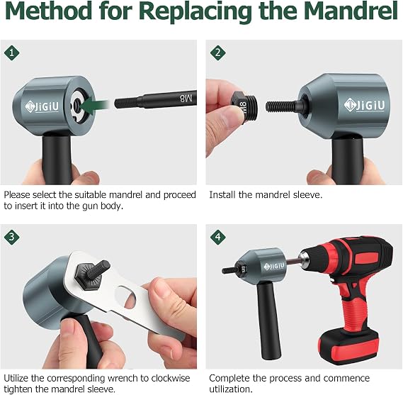 Cordless Rivet Nut Drill Adapter Kit with 5 Mandrels & 40 Nuts | Easy to Install Electric Rivet Gun Adapter Nut Gun Adapter Electric Nut Gun Adapter for Mechanical Automobile Maintenance