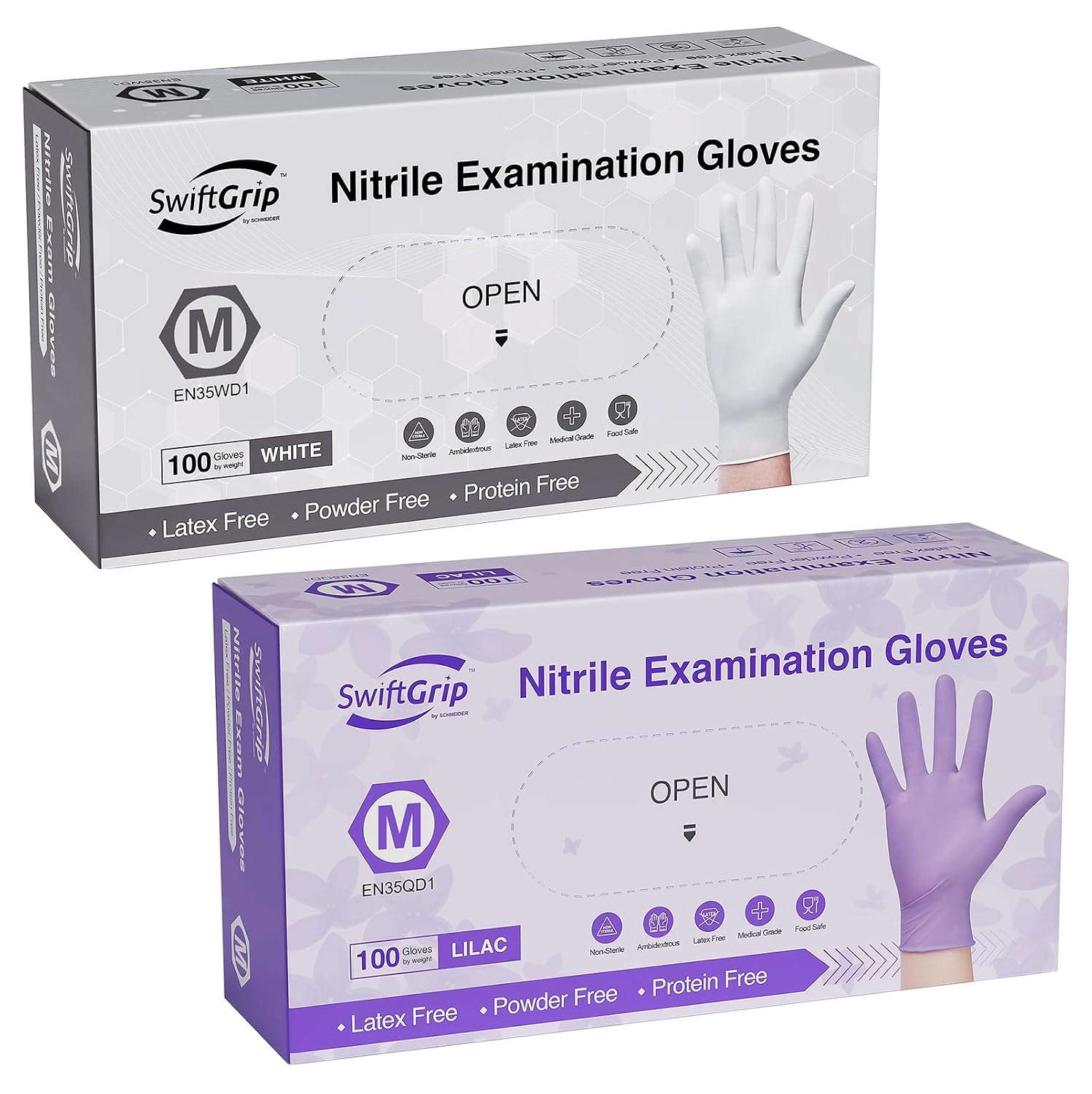 SwiftGrip Disposable Nitrile Exam Gloves, Meduim, 100ct Box, Gloves Disposable Latex Free, Powder Free Gloves for Cooking, Cleaning, Examination