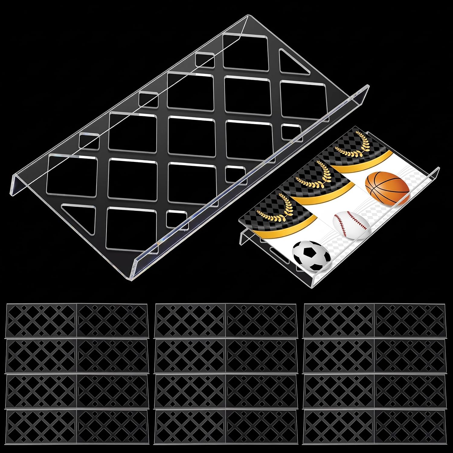 Yalikop 24 Pcs Trading Card Risers for Display Case, Hollow