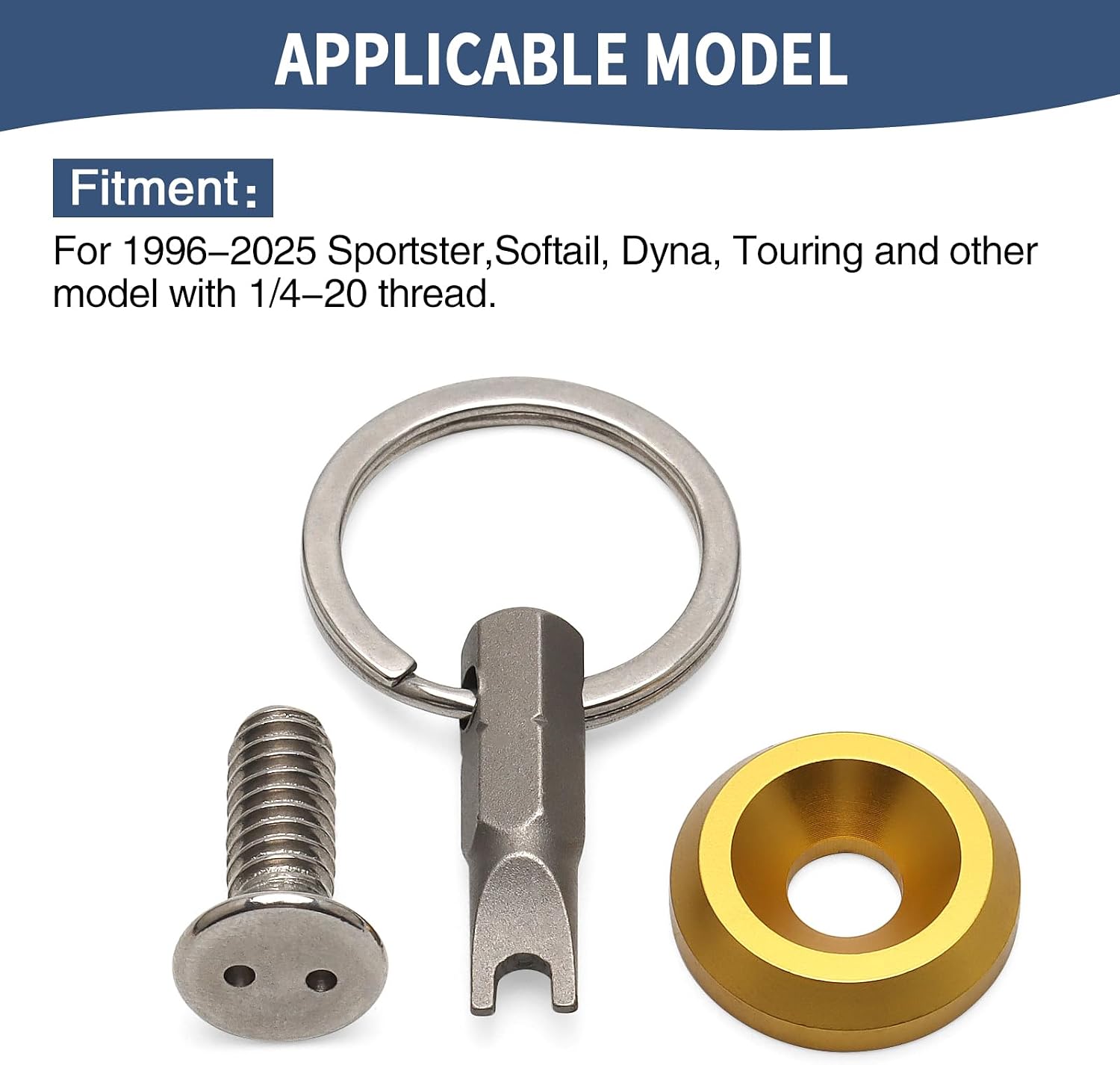 Motorcycle Seat Bolt Screw Kit 1/4"-20 Thread Fit For Harley 1996-2025 Sportster 883 Touring Roadking Road Glide Street Glide Ultra Glide Softail Dyna Street Bob Fatbob (Gold)
