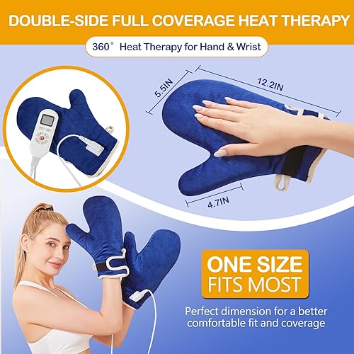 Miniatura 8 de JOBYNA Paquete de 2 calentadores de manos eléctricos para aliviar el dolor de manos, 86-158 rápido para muñecadedosterapia de mano entera,