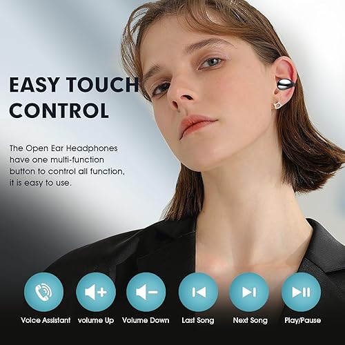 Miniatura 5 de Auriculares inalámbricos con ganchos para los oídos, mini auriculares de conducción ósea, impermeables, Bluetooth, auriculares de ciclismo,