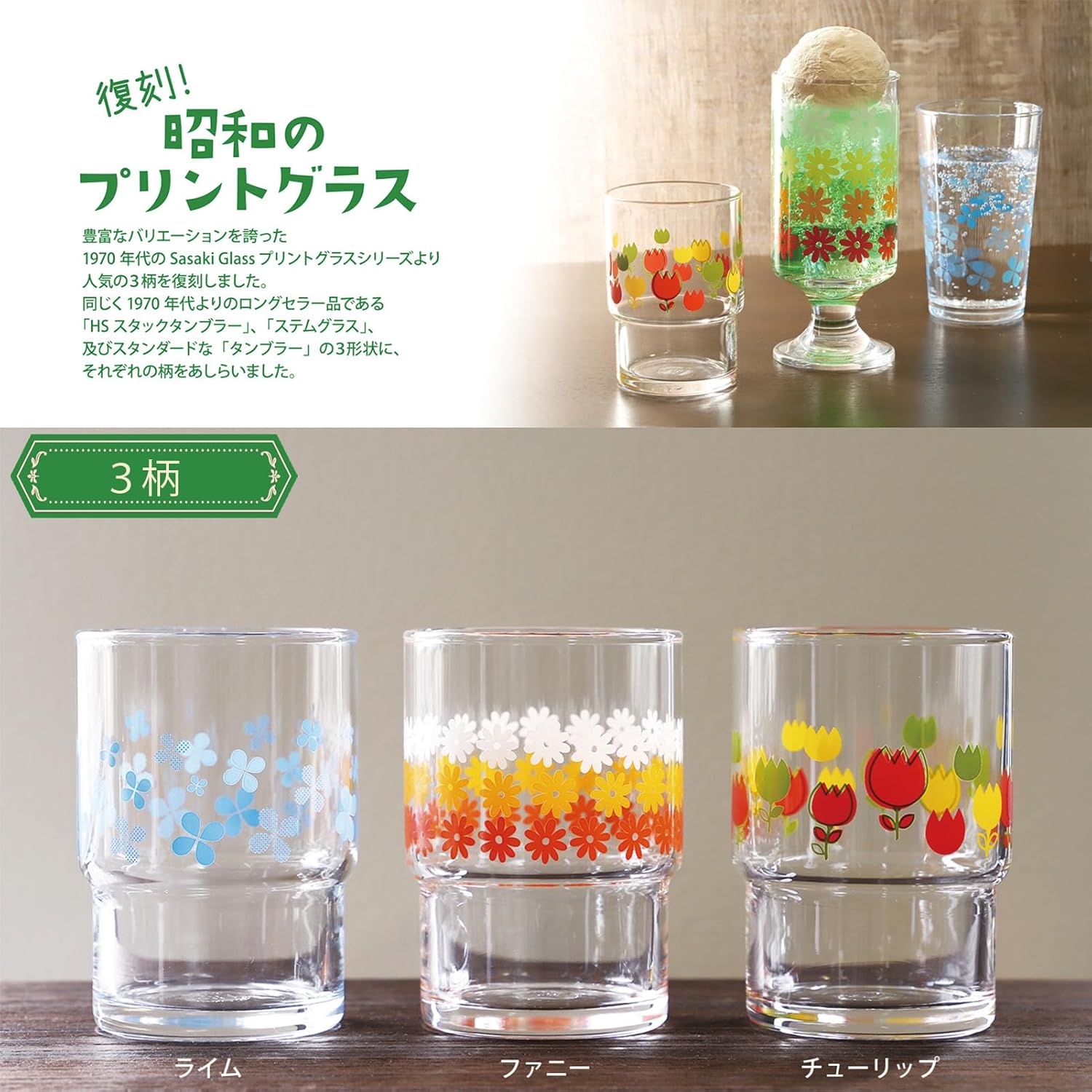 Toyo Sasaki Glass Glass Reproduct! Showa Print Glass, Stacked Tumbler, Lime, Made in Japan, Dishwasher Safe (Sold by Case), Clear, 8.5 fl oz (250 ml), Set of 48 0.5 fl oz (250 ml), 00346HS Lime