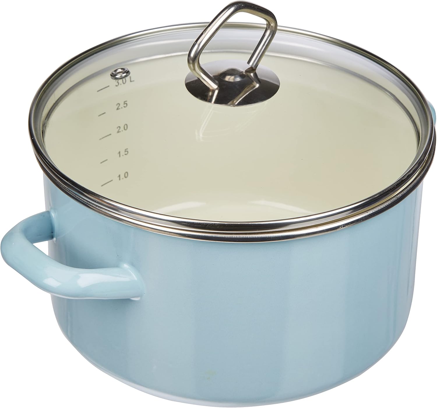 Karl Krüger 17012PAB Milchtopf mit Ausguss Sylt, 1 L, Emaille, blau, 12 x 16 x 30 cm, Hellblau