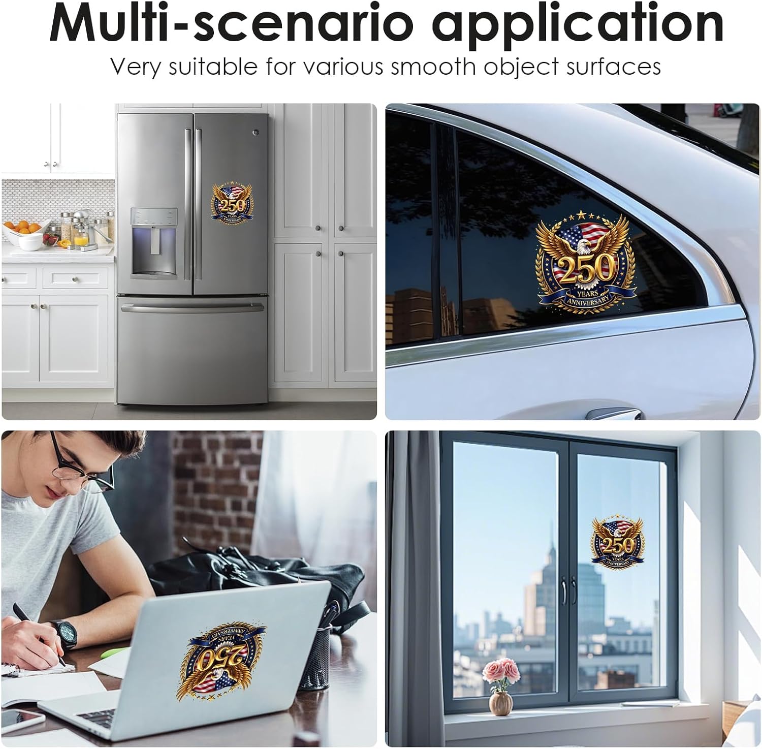 5 Packs 250 Anniversary USA Stickers, 8-Inch Waterproof Stickers, (1776-2026) 250th Anniversary Decals Suitable for Sedans, Refrigerators, Pickups, Suvs, Etc