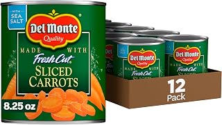 Del Monte Fresh Cut Sliced Carrots 8.25oz Cans Pack of 12 Premium Canned Carrots