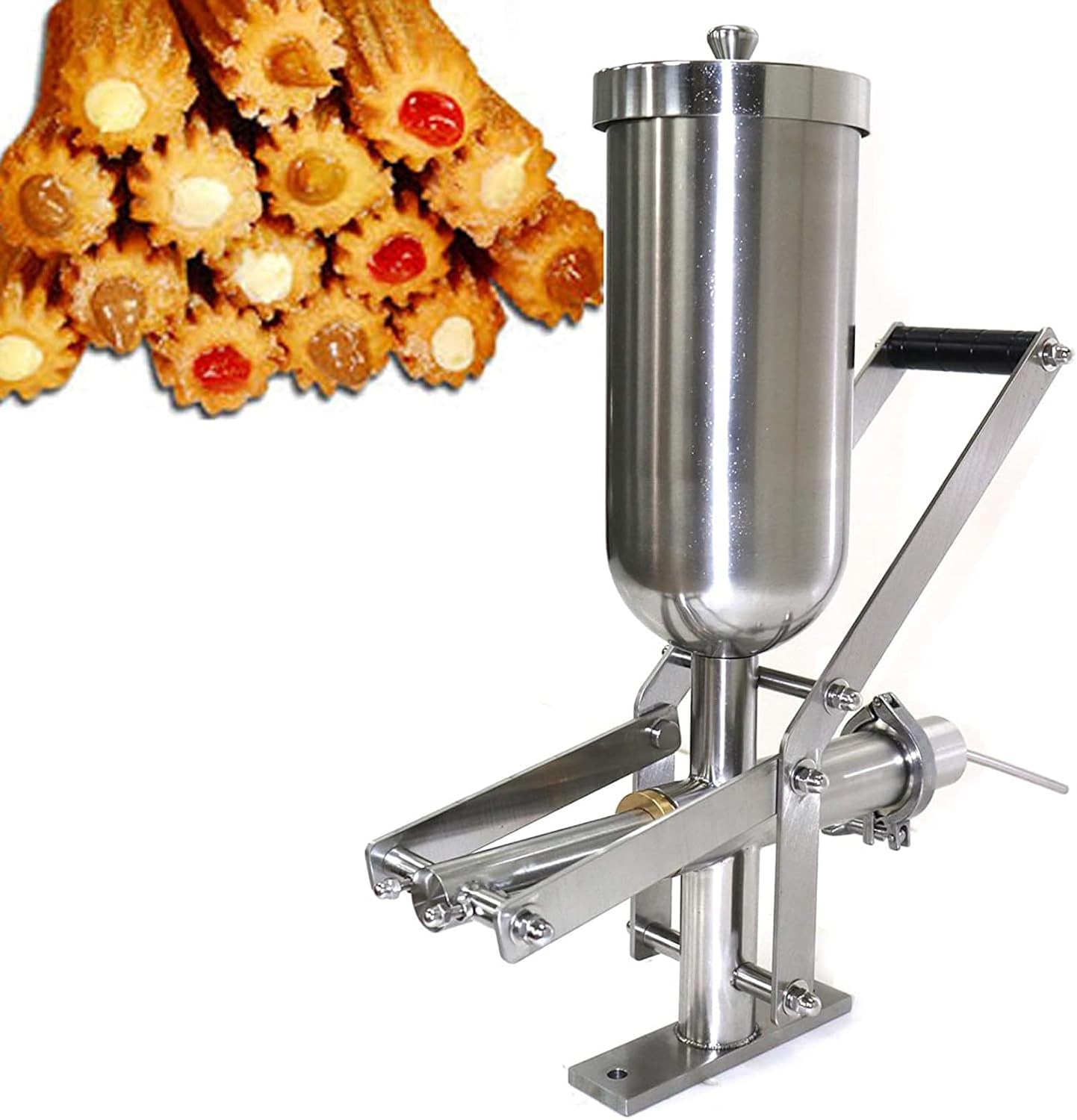 5L Latin Fruit Donut Machine,Commercial Desktop Manual Cream Filling Machine,Stainless Steel Manual Doughnut Filler Filling Machine for Kitchen Restaurant (CT-01), SMALL