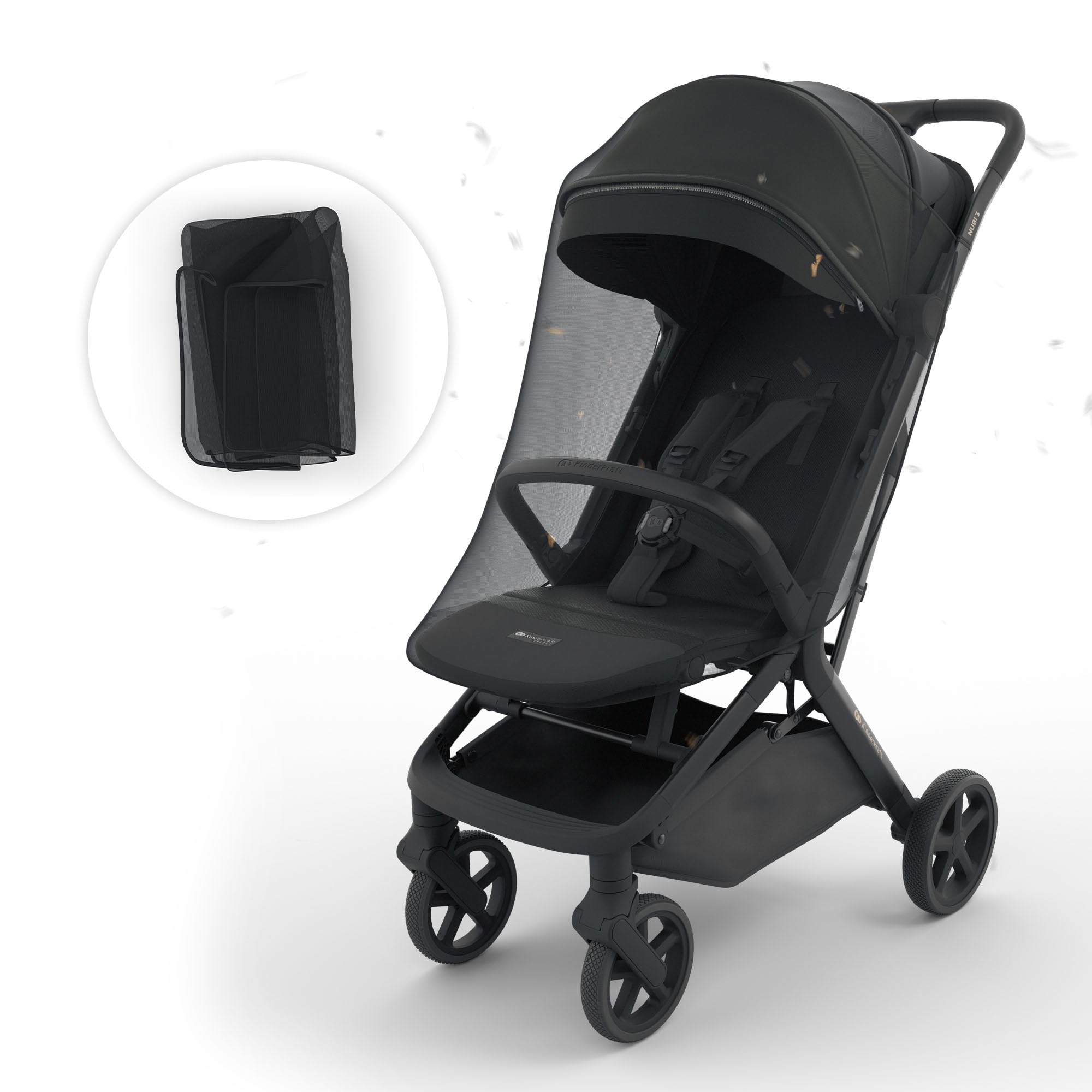Kinderkraft NUBI 3 Passeggino Urbano 22 kg Buggy UPF50+ Leggero 8.7kg Nero