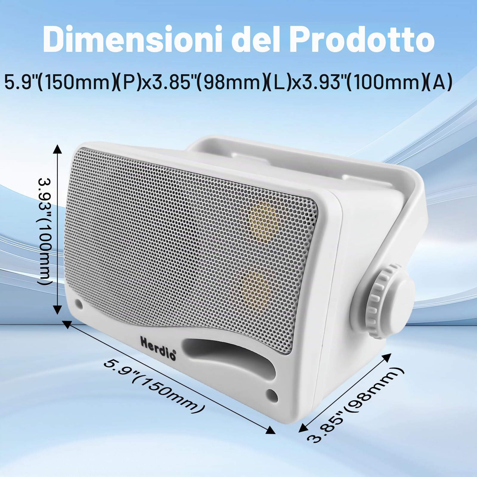 Herdio Diffusori passivi esterni cablati da 3,5 pollici impermeabili 400W a parete, suono eccellente resistente a ogni clima, per casa, giardino, barca, garage e interni, confezione 4 pezzi bianco