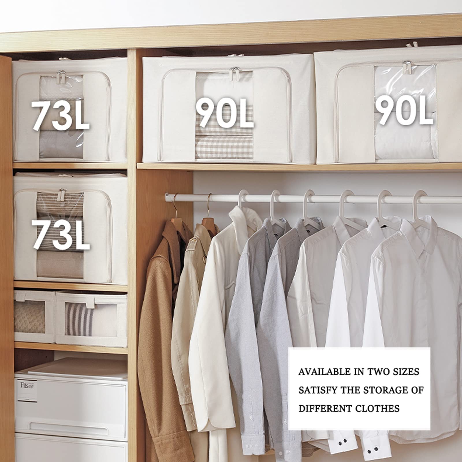 Borsa portaoggetti sotto il letto di grande capacità con 3 finestre trasparenti - Ideale per trapunte e biancheria da letto - Organizer da 73 l/90 l (dimensione: 90 l)
