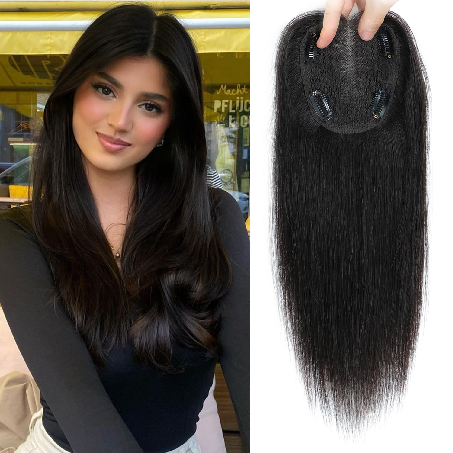 Hair Toppers for Thinning Hair Women Real Hair Toppers for Women 12inch 10x12cm Silk Base