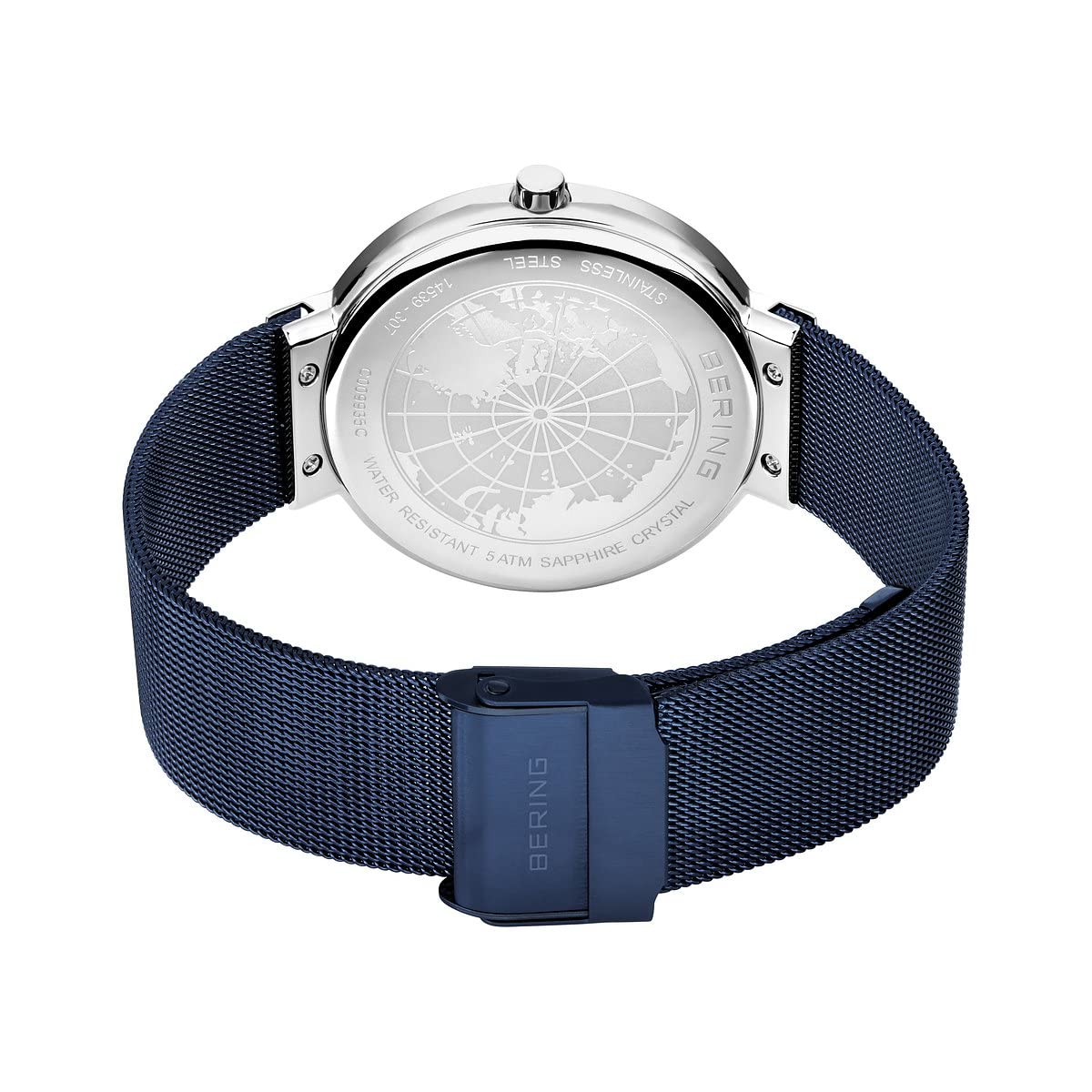Bering Unisex Quarz Uhr | Armbanduhr 39 mm Edelstahlgehäuse und Zifferblatt | Milanaisearmband | Saphierglas | 5 ATM | 14539