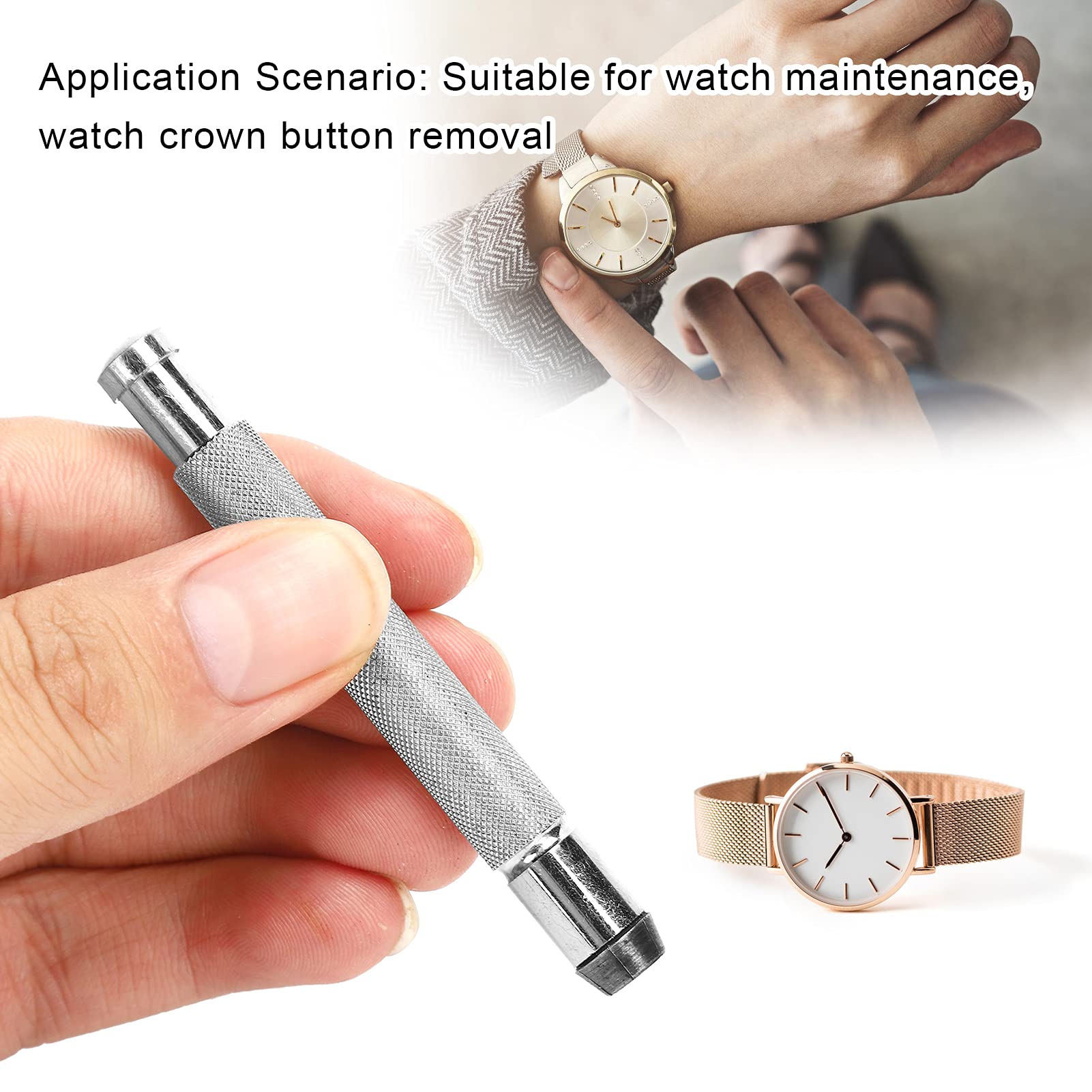 Sourcing Map Montre Couronne Remontoir Outil 7mm Manuel Mécanique Remontage Instrument Carbon Acier Chrome Plaqué Montre Réparation Aide