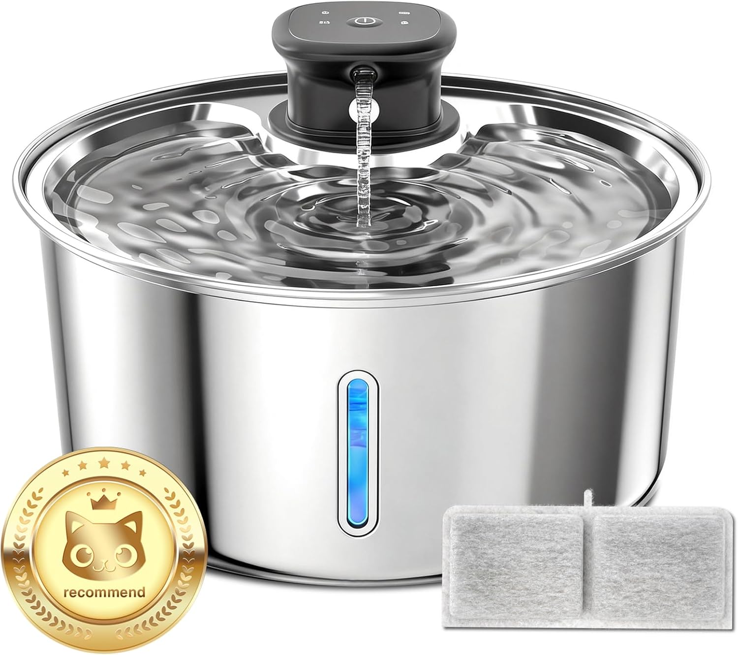 Fuente de Agua para Gatos Inalámbrica Acero Inoxidable 3.2L