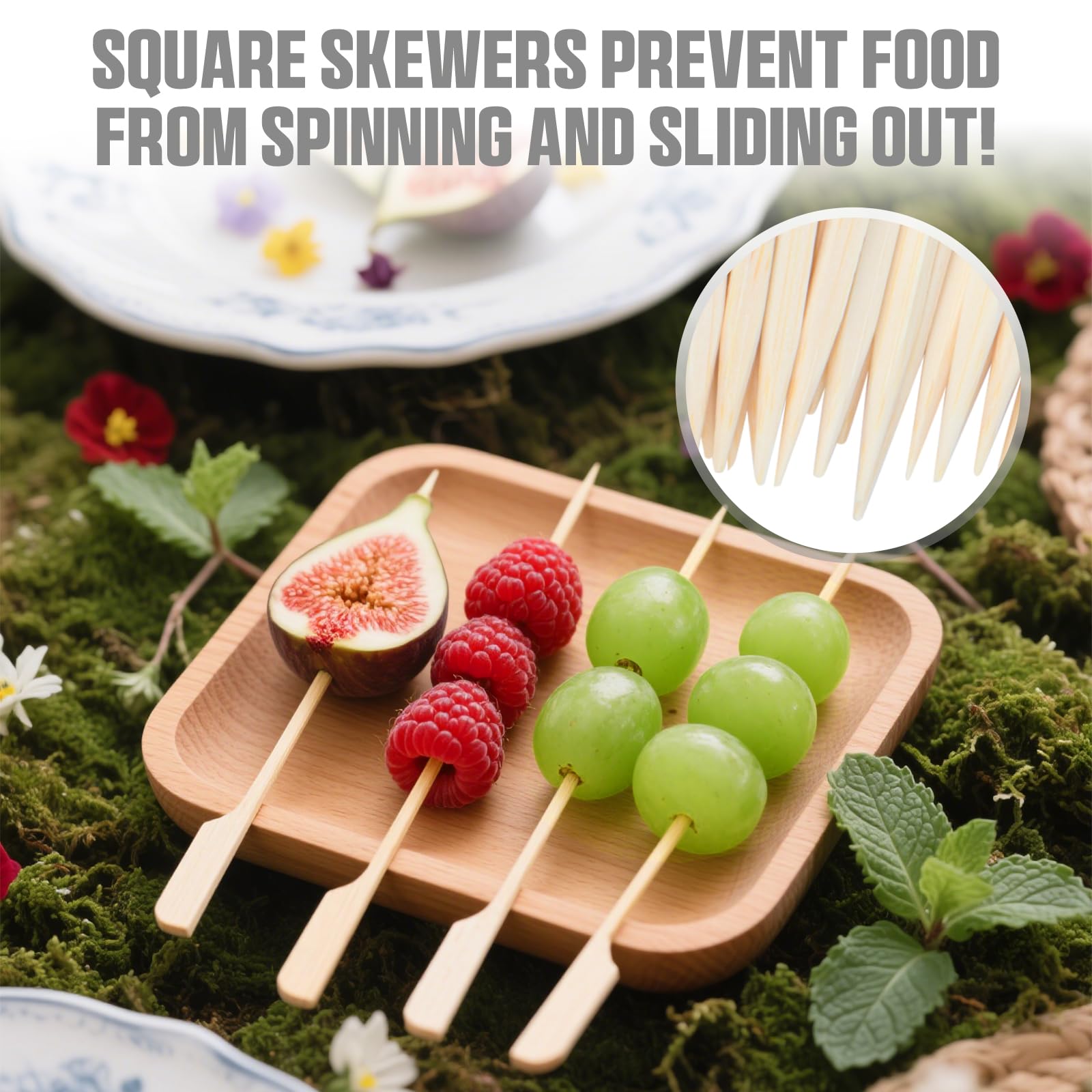 300PCS Cocktail Picks,4.7in Bamboo Skewers,Fancy Flat Toothpicks For Appetizers,Drinks Party Fruit, Bamboo Gold Ball Food Sticks Charcuterie Boards Accessories