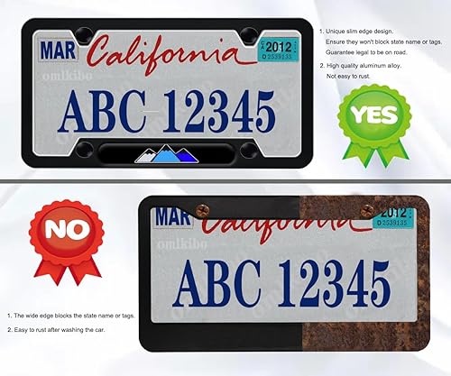 Vista 26 de Marco de matrícula de aluminio tricolor de 3 colores compatible con Toyota, camión, remolque, SUV (blanco azul-01) Blanco Azul-01,Blanco