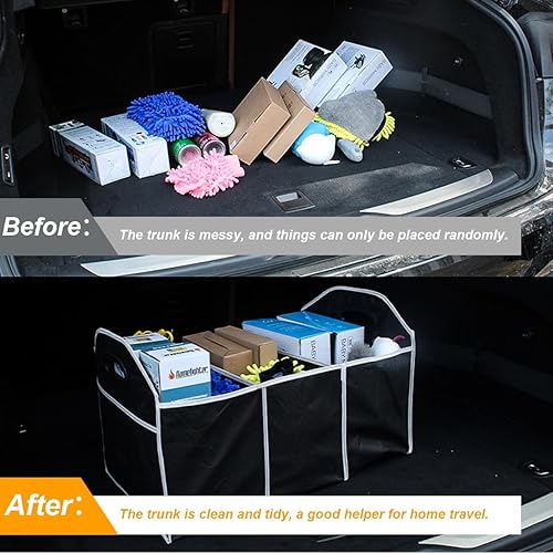Miniatura 5 de Car Trunk Organizer, Foldable Storage Organizer with 3 Compartments, Large Capacity Storage Box for Auto, Portable Waterproof Bag for Cargo Trunk,