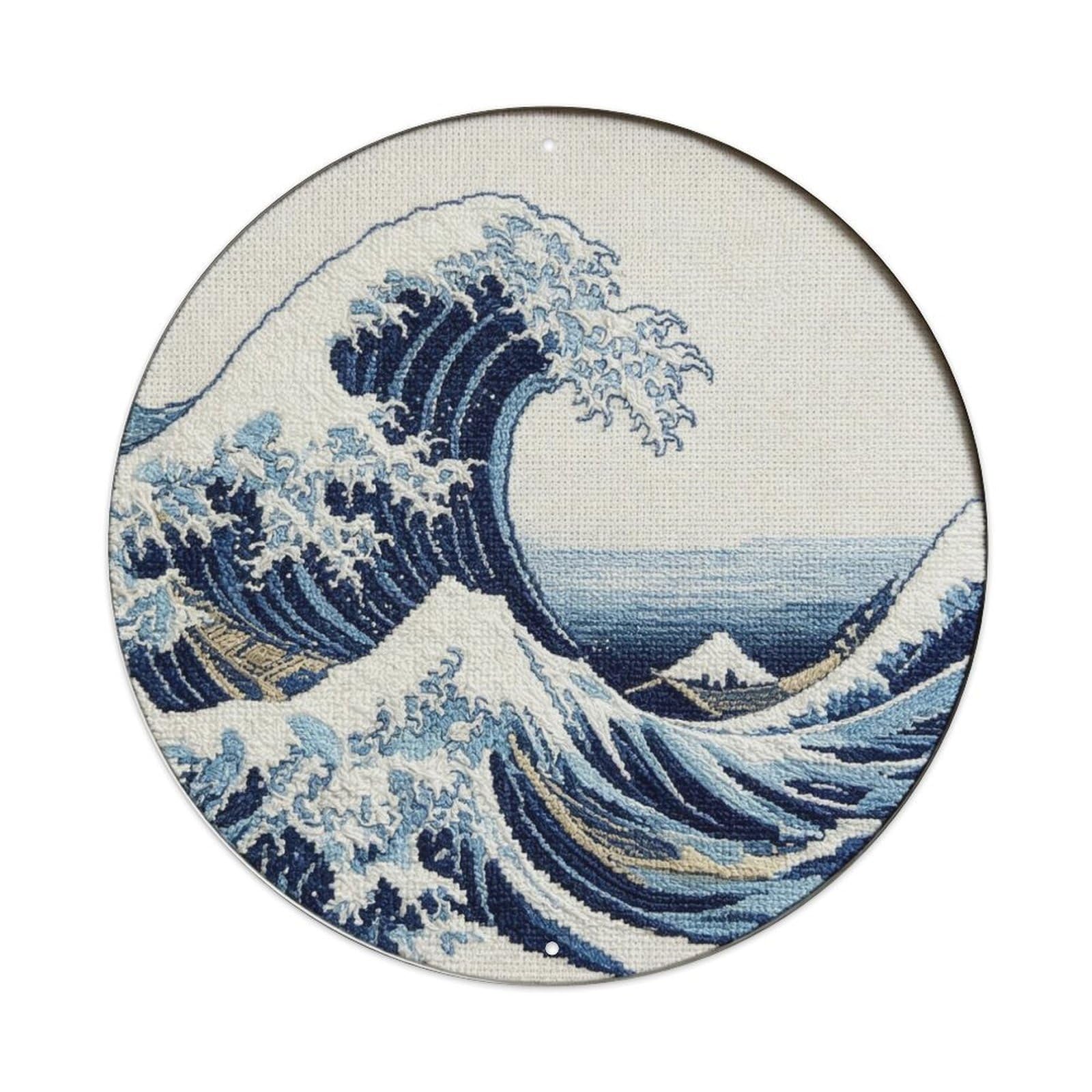 Great Ocean Wave Embroidery Metal Tin Sign Plaque