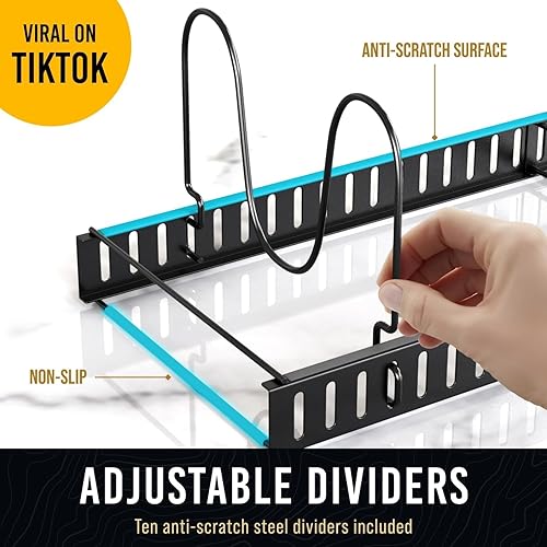 Miniatura 10 de Organizador de ollas y sartenes para gabinete, organizador de sartenes expandible  Soporte para tapa de olla con 10 compartimentos ajustables para