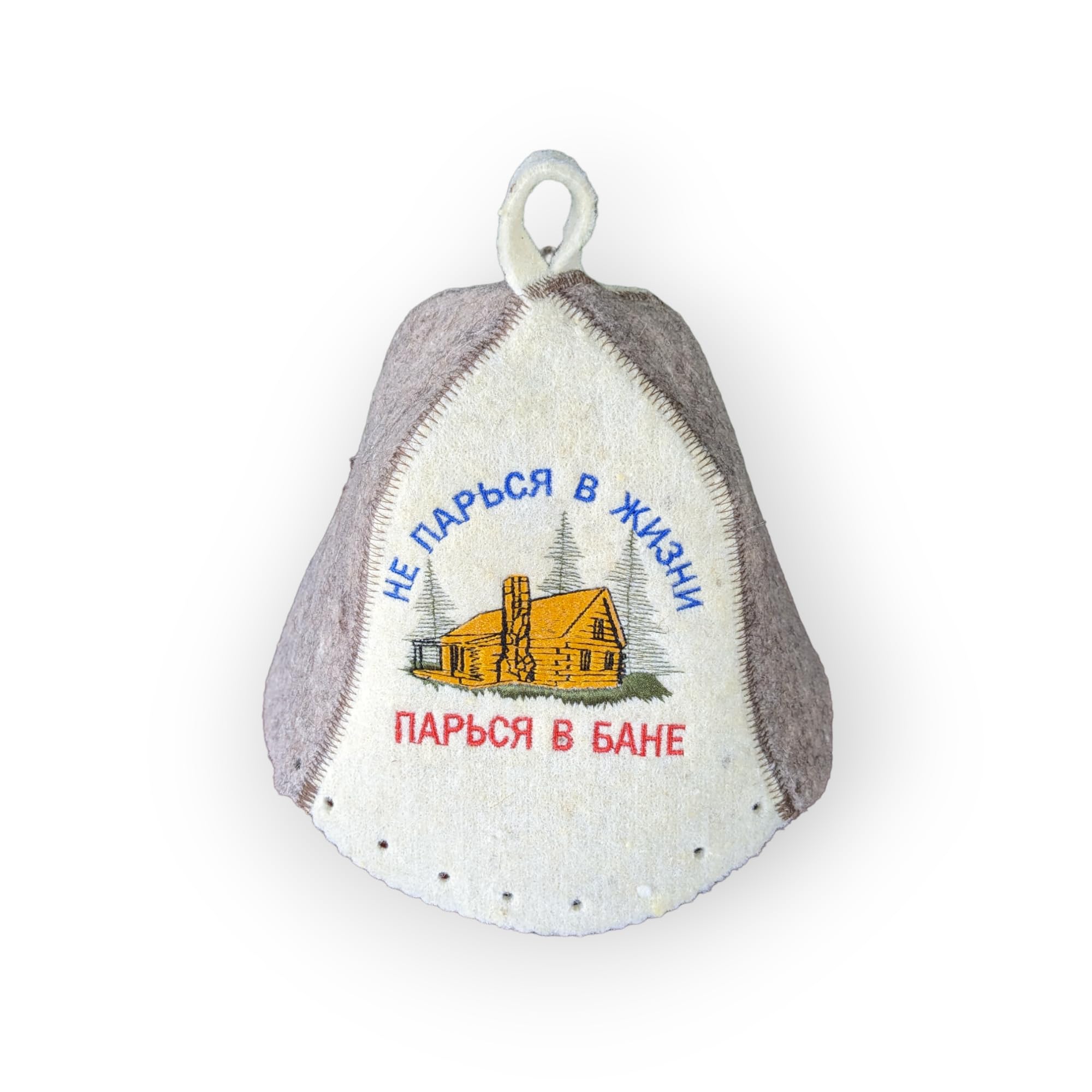 Don't Sweat in Life - Sweat in Banya. Не парься в жизни - парься в Бане. Handmade Bath hat for Sauna, banya, Bath, spa. 100% Natural Wool Felt Russian Banya Cap Hat for Women and Men Grey Side