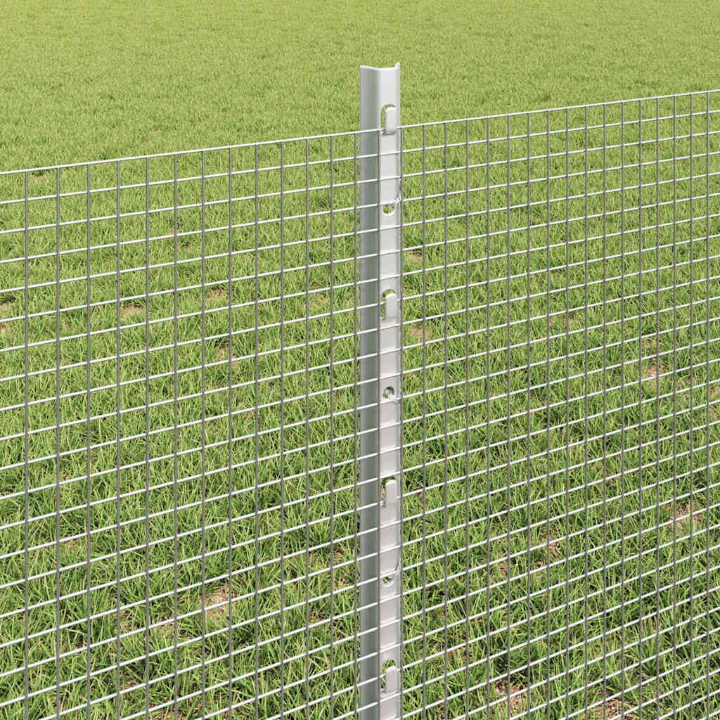 Set di recinzione in acciaio con pali da 0,6 x 10 m, pannelli di recinzione argentati per giardino e terrazza, finitura verniciata a polvere, design moderno per delimitare la proprietà e la privacy